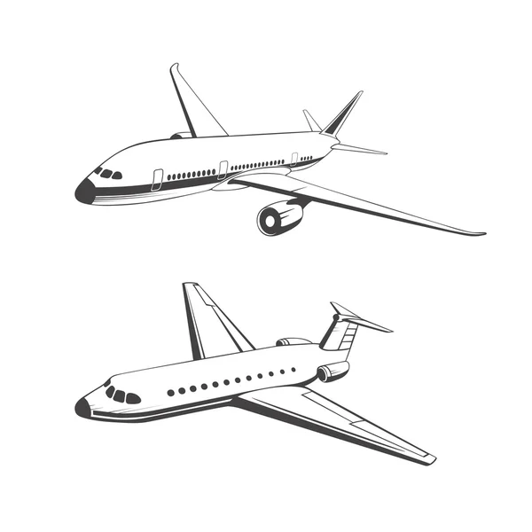 Silueta del avión de pasajeros — Vector de stock