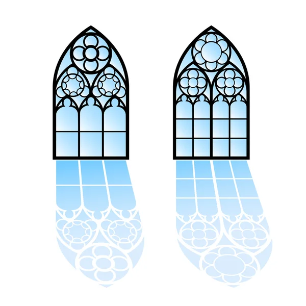 Gotiska fönster. Vintage ramar. Fönster av kyrkofärgat glas — Stock vektor