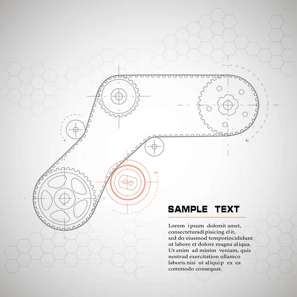Allo schema di un azionamento a cinghia. Contesto tecnico — Vettoriale Stock