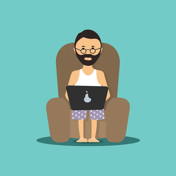 Osoba na komputerze w fotel ilustracja wektorowa — Wektor stockowy