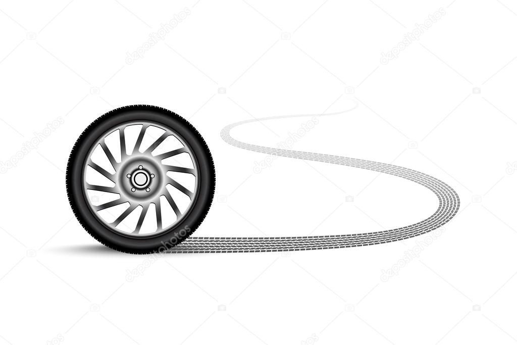 Automobile wheel leaving a trace Stock Vector Image by ©matc 88500936