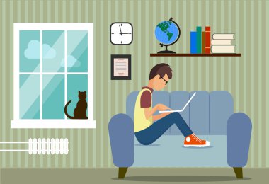 kişi bilgisayarda bir ev durumda bir örnek