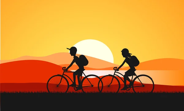 Велосипедный туризм — стоковый вектор