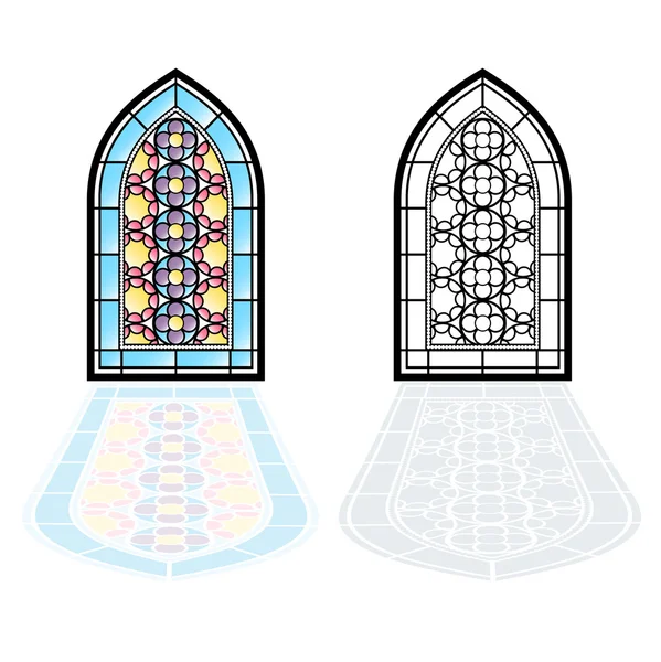 Готичні вікна. Оформлення рамок. Вітражі церкви. — стоковий вектор