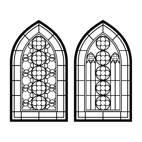 Ventanas góticas. Marcos vintage. Iglesia vidrieras — Archivo Imágenes Vectoriales