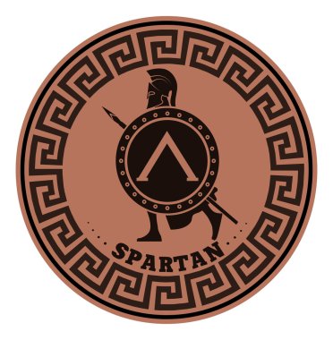 Spartalı asker silüeti etiket