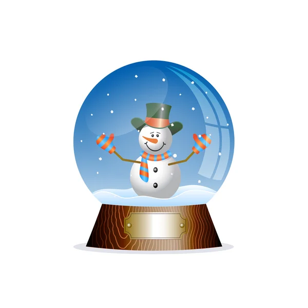 Christmas toy snow globe with a snowman — Stock Vector