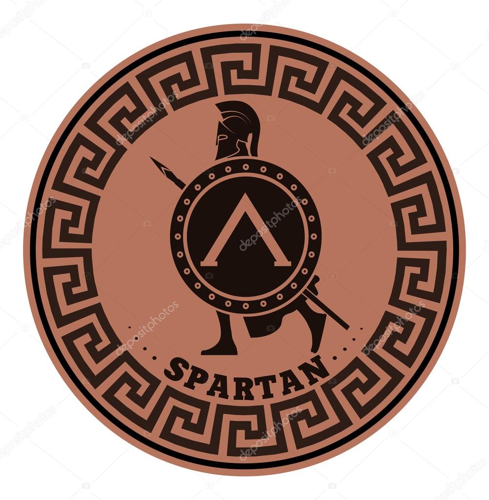 label silhouette of the Spartan soldier