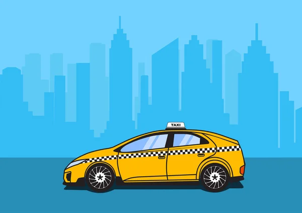 Taxi coche en el fondo de la ciudad — Vector de stock