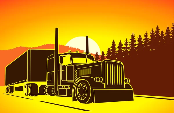 Trucking. big car on the road — Stock Vector