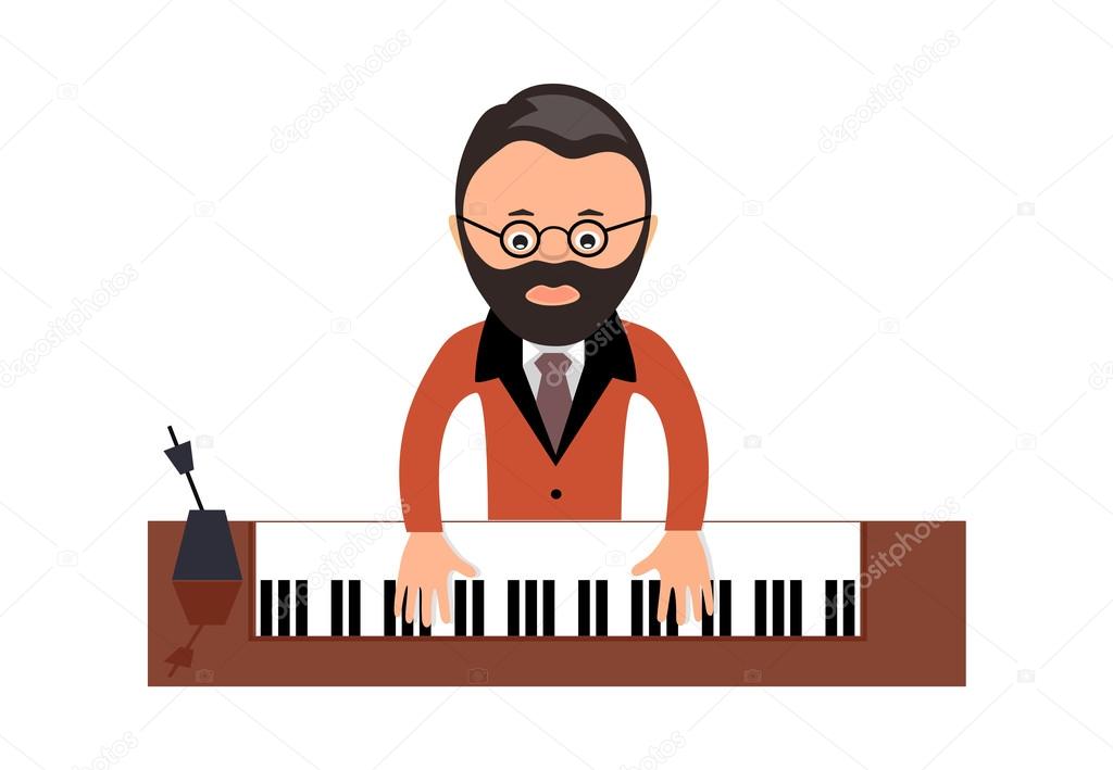 musician behind a grand piano a vector illustration flat style