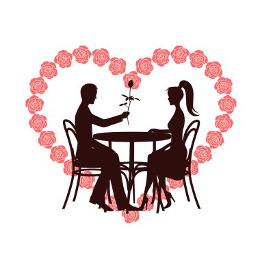 Sevgililer günü sembolü bir kalp ile bir toplantı romantik güller