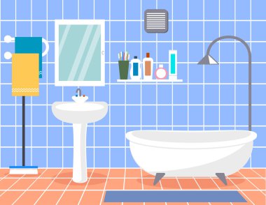 Tasarım modern banyo. Düz stil ile banyo iç. 