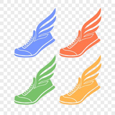 sports shoes with wings icon clipart