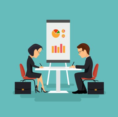 Sözleşmenin imzalanması, düz stil çizimde.