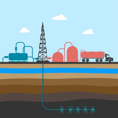 scheme of mining shale fossil vector illustration clipart