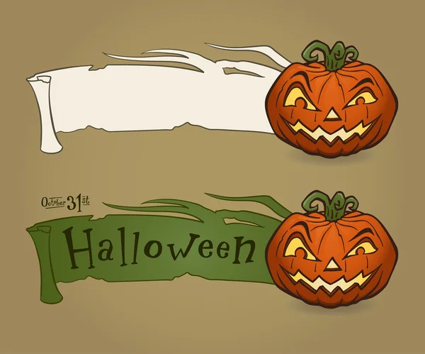 Vektor illustration av Halloween pumpa med band — Stock vektor