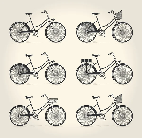 Ilustración vectorial de bicicleta vintage para damas — Archivo Imágenes Vectoriales