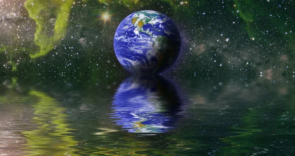 Beautiful Unusual Space Planet Space Reflected Water Our Beautiful Earth — Stock Photo, Image