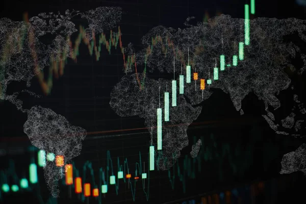 Professional market analysis. Office monitor background. Busines analysing stock market data on a monitor.