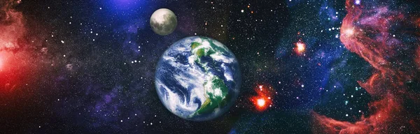 Planeta Terra Estrela Sobre Fundo Forma Leitosa Planeta Azul Para — Fotografia de Stock