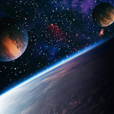 Yüksek çözünürlüklü yıldız alanı. Yıldızlı uzay arka plan dokusu. Renkli Yıldızlı Gece Gökyüzü Dış Uzay arka planı. NASA tarafından döşenmiş elementler