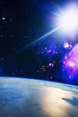 Yüksek çözünürlüklü yıldız alanı. Yıldızlı uzay arka plan dokusu. Renkli Yıldızlı Gece Gökyüzü Dış Uzay arka planı. NASA tarafından döşenmiş elementler