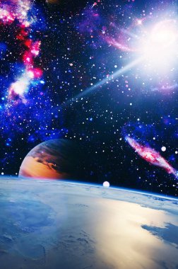 Yüksek çözünürlüklü yıldız alanı. Yıldızlı uzay arka plan dokusu. Renkli Yıldızlı Gece Gökyüzü Dış Uzay arka planı. NASA tarafından döşenmiş elementler