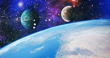 Yüksek çözünürlüklü yıldız alanı. Yıldızlı uzay arka plan dokusu. Renkli Yıldızlı Gece Gökyüzü Dış Uzay arka planı. NASA tarafından döşenmiş elementler