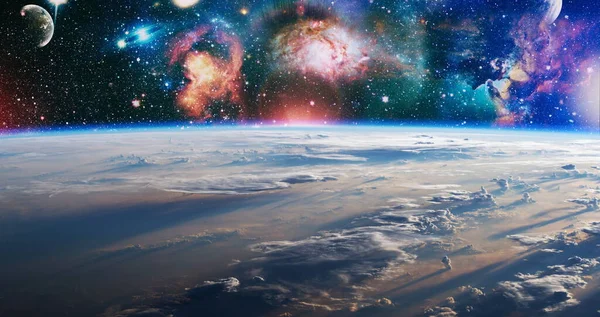 View from earth to beautiful space, landscape of space . Starry outer space. This image elements furnished by NASA