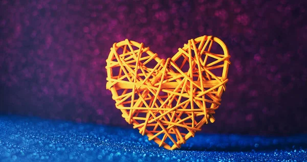 Conceptual Heart Glittery Background Defocused Lights Valentine Day Background — Stock Photo, Image