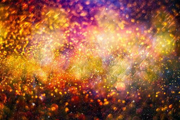 Abstract twinkled christmas background , magic holiday abstract glitter background with blinking stars . Blurred bokeh of Christmas lights.