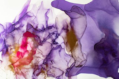 Gökyüzü rengi, Beyaz ve Altın Çizgiler. Donuk Arka plan Noktaları. Akrilik boyaları karıştırıyorum. Modern sanat. Mermer dokusu. Alkol mürekkep renkleri yarı saydam