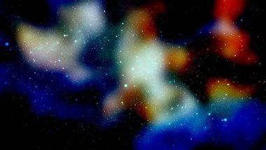 Galaksi uzayındaki yıldız alanlarında süpernova renkli bir ışık parlaması olarak seyahat etmek. Uzay bulutsusu mavi arkaplan yıldızların dönüş nebulası ile hareket grafiğini hareket ettiriyor