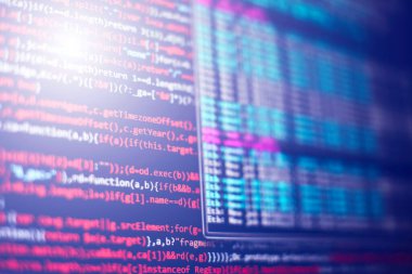 Laptop Kapanış Fotoğrafında HTML Kodu Web sitesi. Web tasarımı programlayıcı geliştirici ekran için bilgi teknolojisi web sitesi kodlama standartları.