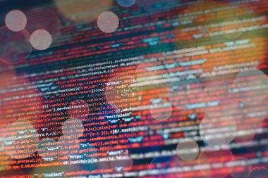 Soyut bilgi teknolojisi geçmişi. Modern teknoloji ekran konsepti. Sığ derinlikteki makro ekran görüntüsü.