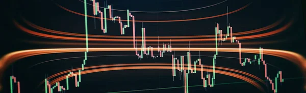 Technical Price Graph Indicator Red Green Candlestick Chart Blue Theme — Stock Photo, Image