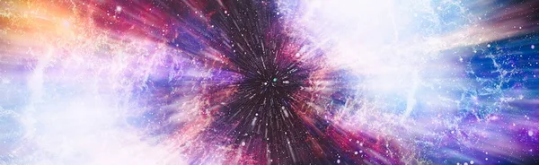 パノラマビューワープ空間 ワープまたは超空間運動星の軌跡の抽象 Nasaによって提供されたこの画像の要素 — ストック写真