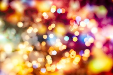 Soyut bokeh arkaplanı. Noel ve Yeni Yıl ziyafeti, arka planda telif haklarıyla birlikte. Festive lights bokeh arkaplan.