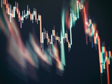 Bilgisayar monitöründeki profesyonel teknik analiz için hacim analizi de dahil olmak üzere göstergeler. Temel ve teknik analiz kavramı .