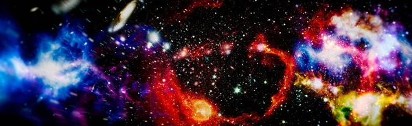 Nebulosakväll Stjärnhimmel Regnbågens Färger Flerfärgad Yttre Rymden Stjärnfält Och Nebulosa — Stockfoto