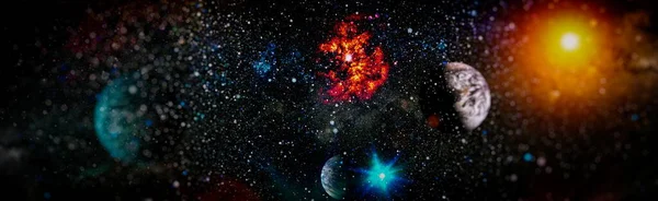 Noc Mgławicy Gwiaździste Niebo Tęczowych Kolorach Wielobarwny Kosmos Pole Gwiazd — Zdjęcie stockowe