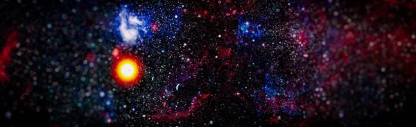 Panorâmica Olhando Para Espaço Profundo Céu Noturno Escuro Cheio Estrelas — Fotografia de Stock