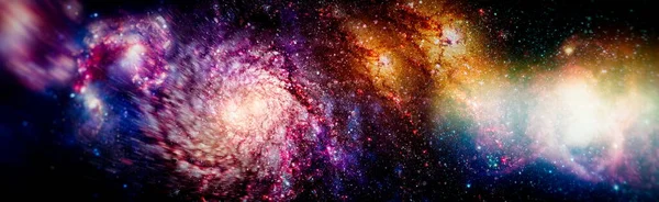 Astronomi Grafik Tasarımı Arka Planında Nebula Evrenin Derinliklerinde Parlayan Yıldızlar — Stok fotoğraf