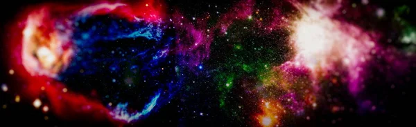 Noční Mlhovina Hvězdnatá Obloha Duhových Barvách Vícebarevný Vesmír Hvězdné Pole — Stock fotografie