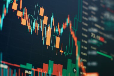 Bilgi tabloları üzerinde iş analizi. İşadamı, Altın Piyasası, Eski Pazar ve Ticaret Piyasası için yatırım grafikleri analizi üzerinde çalışıyor .