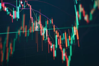 Bilgi tabloları üzerinde iş analizi. İşadamı, Altın Piyasası, Eski Pazar ve Ticaret Piyasası için yatırım grafikleri analizi üzerinde çalışıyor .