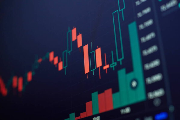 Бизнес успех и рост концепт. График рынка на цифровом экране. Рынок Форекс, Золотой рынок и рынок сырой нефти .