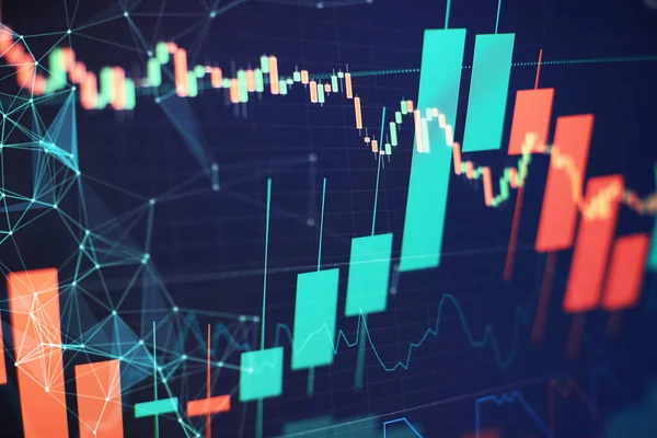 Bar graphs, Diagrams, financial figures. Forex chart. Concept of stock market and fintech.Futuristic financial interface .