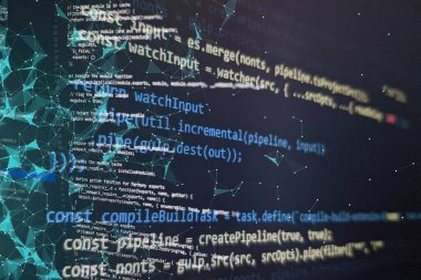 Web sitesi geliştirme için HTML5 editörü. Laptop Kapanış Fotoğrafında HTML Kodu Web sitesi. Modern teknoloji. Yenilikçi başlangıç projesi.